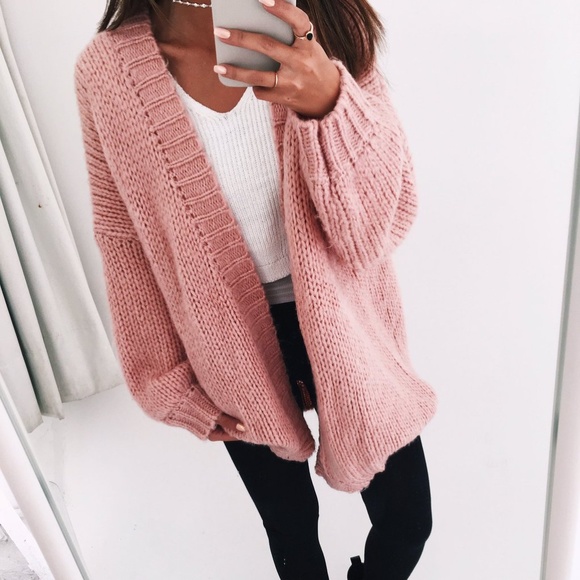 Brandy Melville Sweaters - Stargaze Blush Pink Chunky Cardigan M/L